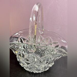 Tiffin Franciscan Clear Cut Glass Basket Williamsburg Pressed Glass